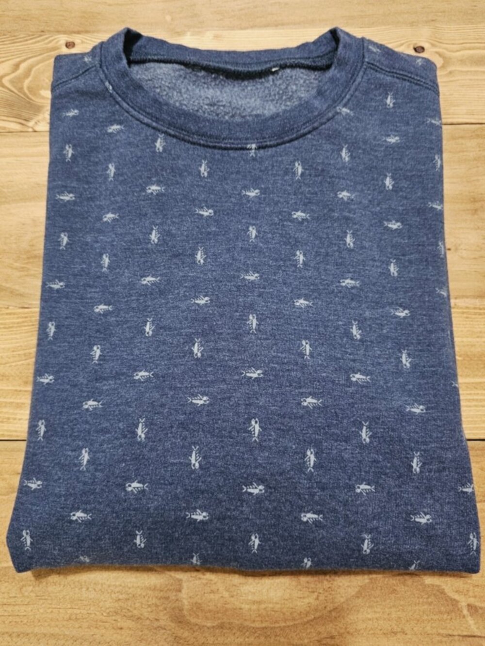 Eddie Bauer Camp Fleece Crew Sweatshirt Men's M Navy Print